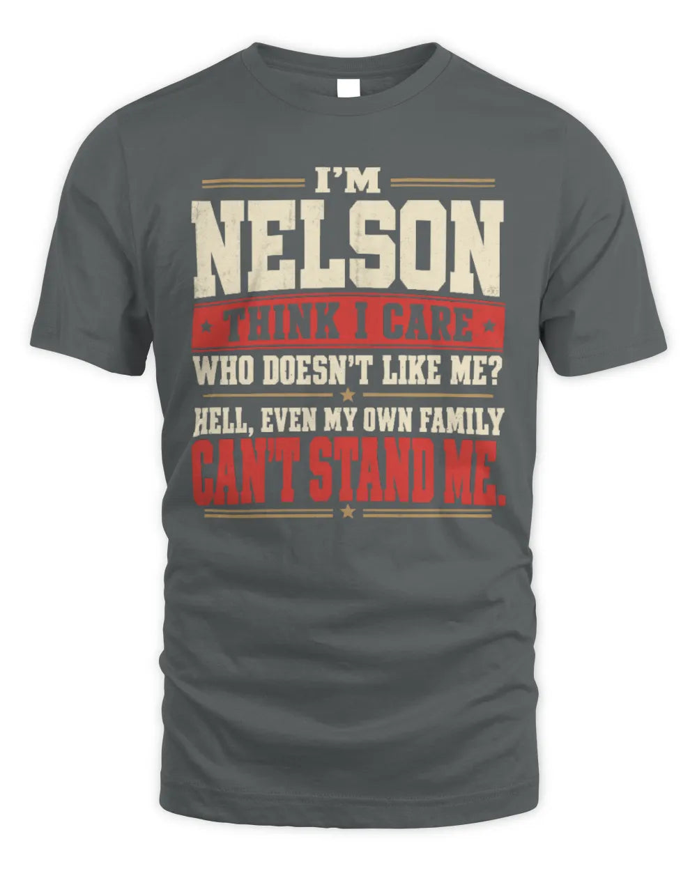 NELSON-KTL06-H009 I’m [NAME] – Think I Care? Personalized Funny T-Shirt - Unisex Standard T-Shirt - Charcoal