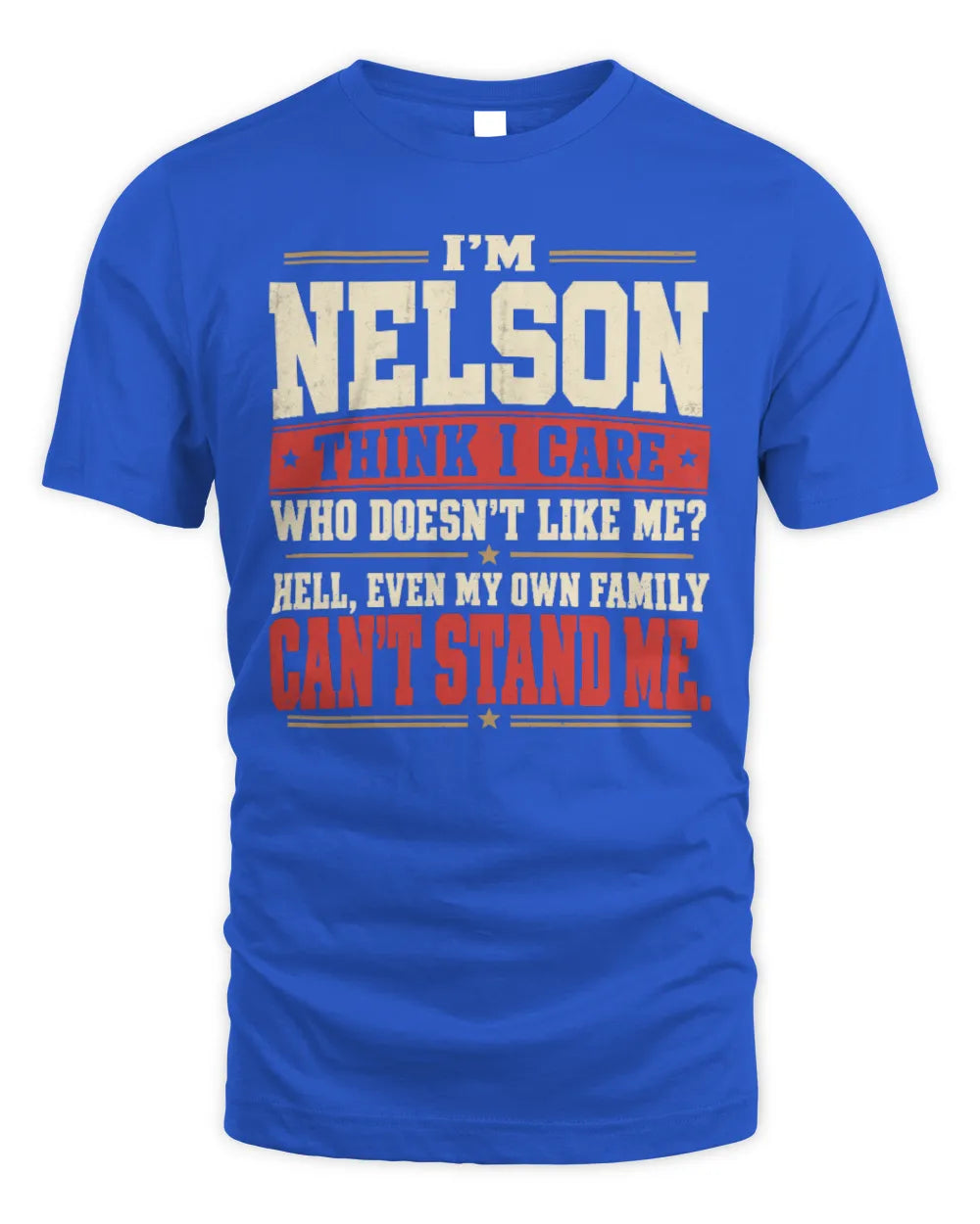 NELSON-KTL06-H009 I’m [NAME] – Think I Care? Personalized Funny T-Shirt - Unisex Standard T-Shirt - Royal
