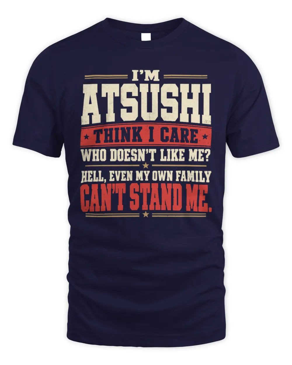 ATSUSHI-KTL06-H009 I’m [NAME] – Think I Care? Personalized Funny T-Shirt - Unisex Standard T-Shirt - Navy