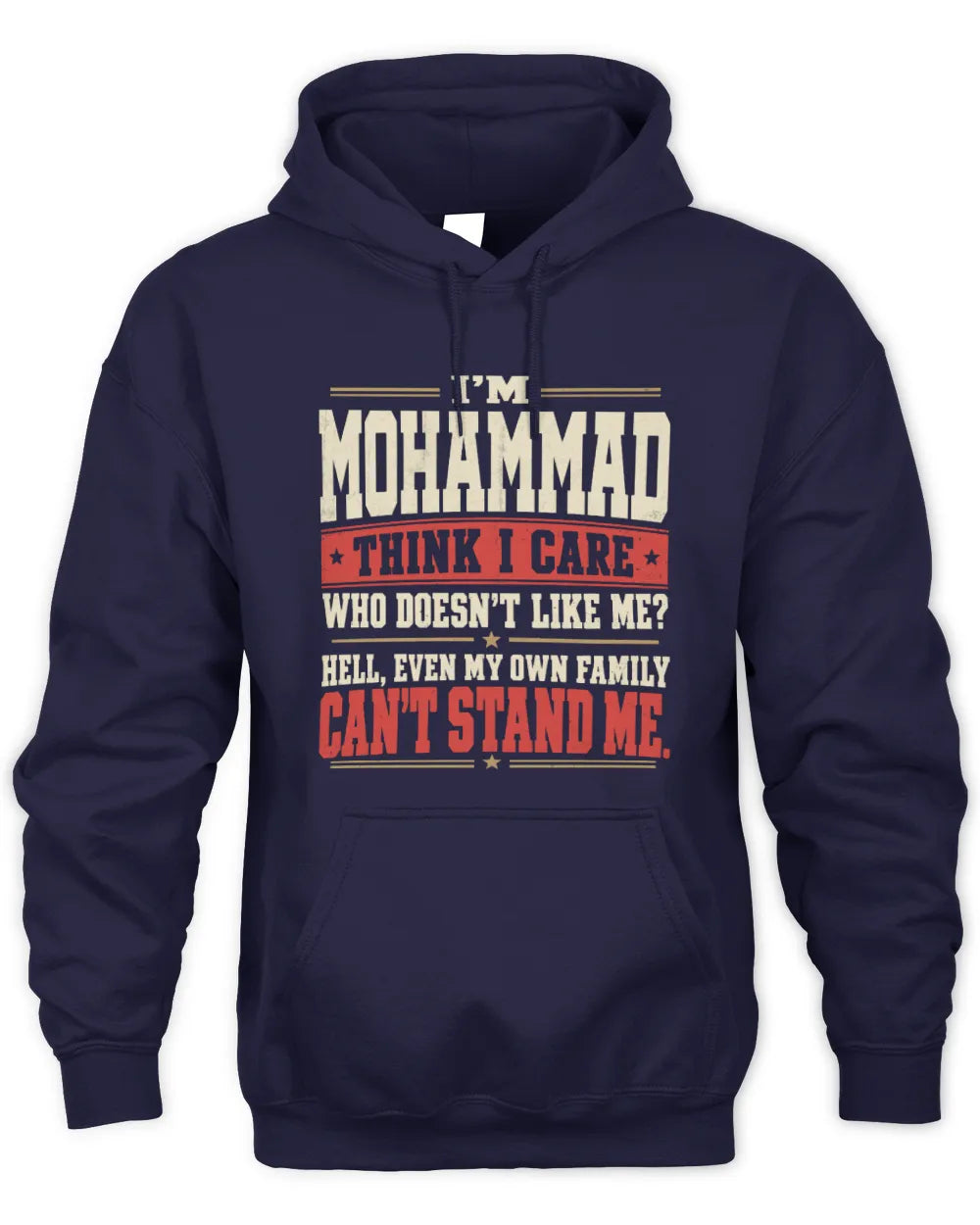 MOHAMMAD-KTL06-H009 I’m [NAME] – Think I Care? Personalized Funny T-Shirt - Unisex Hoodie - Navy