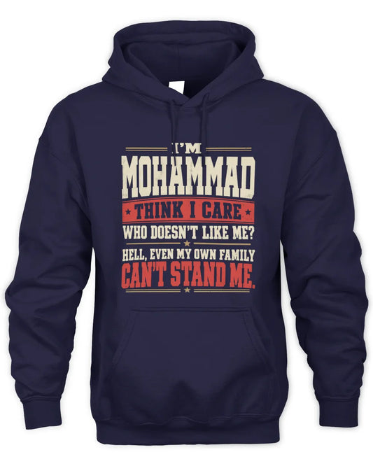 MOHAMMAD-KTL06-H009 I’m [NAME] – Think I Care? Personalized Funny T-Shirt - Unisex Hoodie - Navy