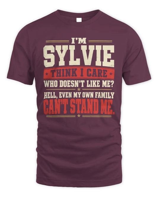 SYLVIE-KTL06-H009 I’m [NAME] – Think I Care? Personalized Funny T-Shirt - Unisex Standard T-Shirt - Maroon