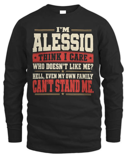 ALESSIO-KTL06-H009 I’m [NAME] – Think I Care? Personalized Funny T-Shirt - Men's Long Sleeved T-Shirt - Black