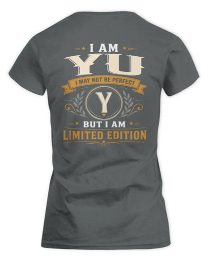 YU KT88-V9 - Personalized “I Am NAME I May Not Be Perfect, But I Am Limited Edition” - Women's Standard T-Shirt - Charcoal