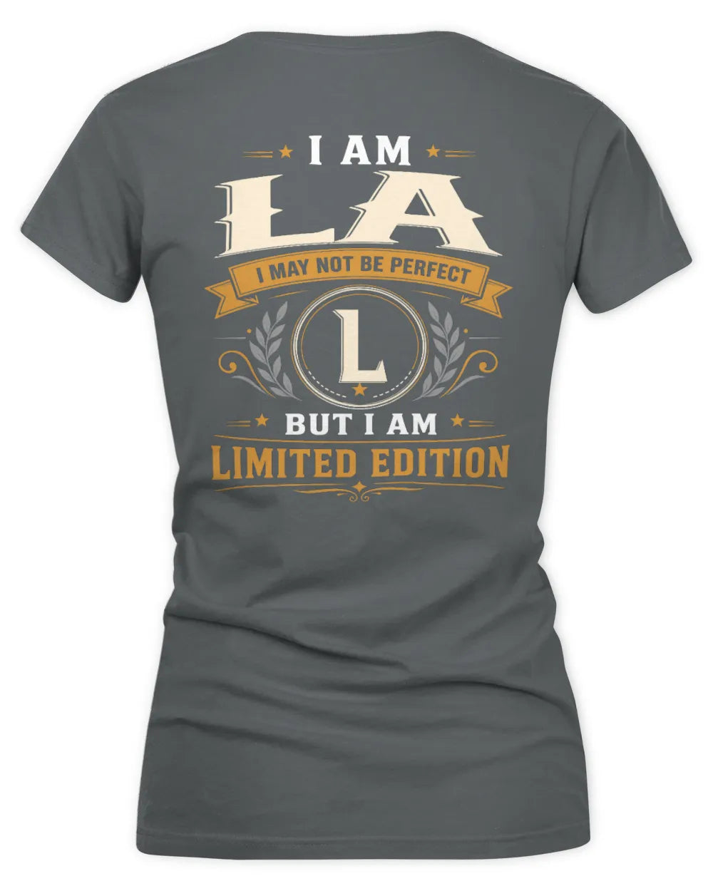 LA KT88-V9 - Personalized “I Am NAME I May Not Be Perfect, But I Am Limited Edition” - Women's V-Neck T-Shirt - Charcoal