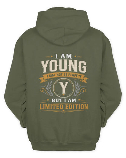 YOUNG KT88-V9 - Personalized “I Am NAME I May Not Be Perfect, But I Am Limited Edition” - Unisex Hoodie - Military Green