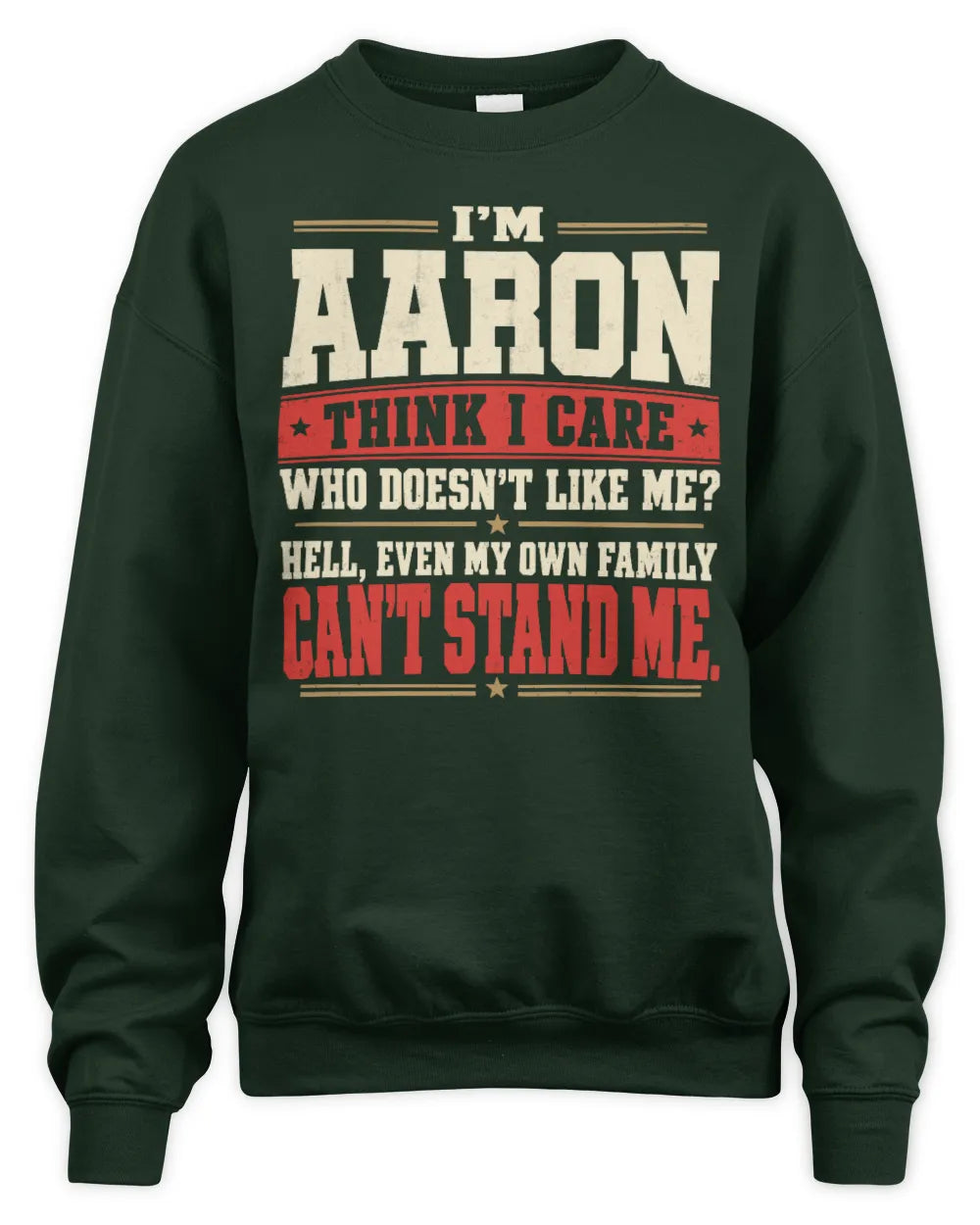 AARON-KTL06-H009 I’m [NAME] – Think I Care? Personalized Funny T-Shirt - Unisex Sweatshirt - Forest Green