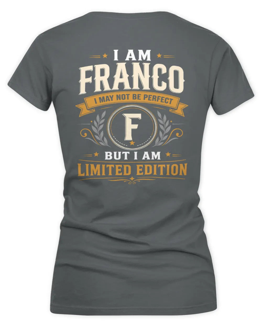 FRANCO KT88-V9 - Personalized “I Am NAME I May Not Be Perfect, But I Am Limited Edition” - Women's V-Neck T-Shirt - Charcoal