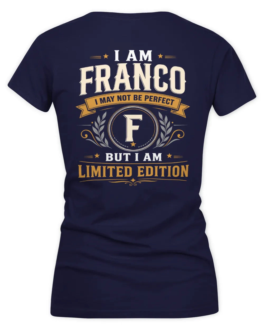 FRANCO KT88-V9 - Personalized “I Am NAME I May Not Be Perfect, But I Am Limited Edition” - Women's V-Neck T-Shirt - Navy