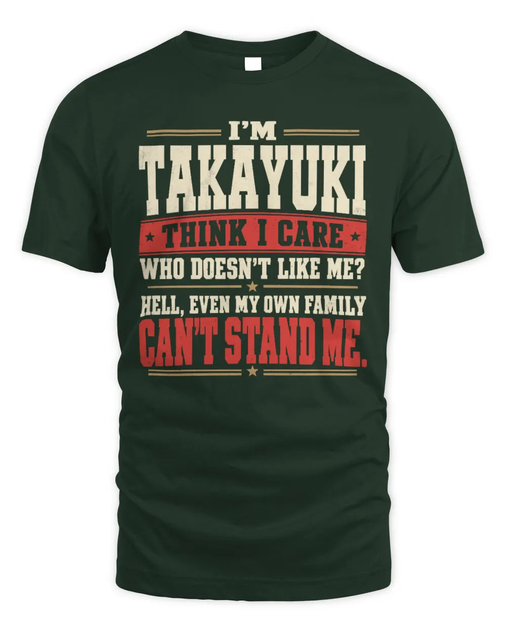 TAKAYUKI-KTL06-H009 I’m [NAME] – Think I Care? Personalized Funny T-Shirt - Unisex Standard T-Shirt - Forest Green