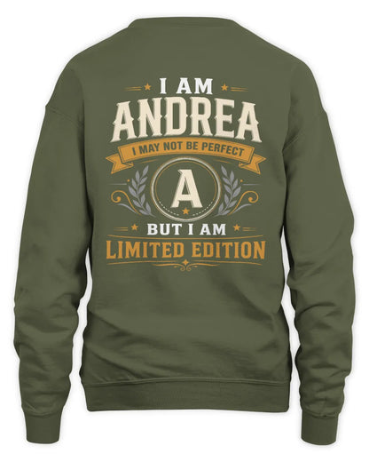 ANDREA KT88-V9 - Personalized “I Am NAME I May Not Be Perfect, But I Am Limited Edition” - Unisex Sweatshirt - Military Green