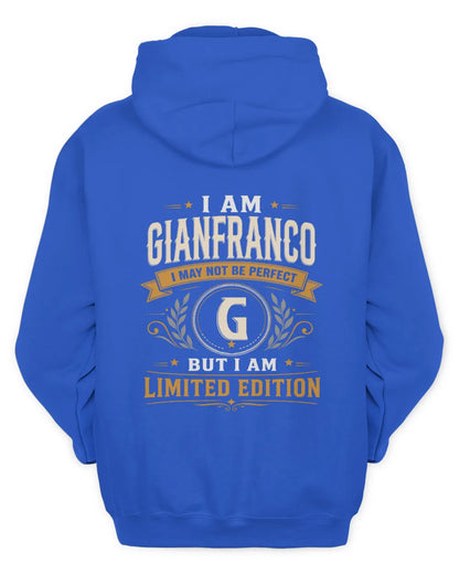 GIANFRANCO KT88-V9 - Personalized “I Am NAME I May Not Be Perfect, But I Am Limited Edition” - Unisex Hoodie - Royal