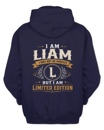 LIAM KT88-V9 - Personalized “I Am NAME I May Not Be Perfect, But I Am Limited Edition” - Unisex Hoodie - Navy
