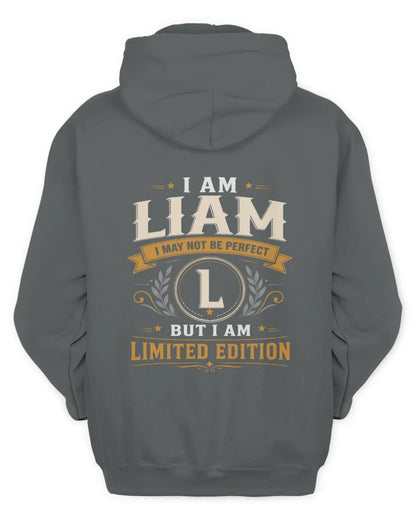 LIAM KT88-V9 - Personalized “I Am NAME I May Not Be Perfect, But I Am Limited Edition” - Unisex Hoodie - Charcoal