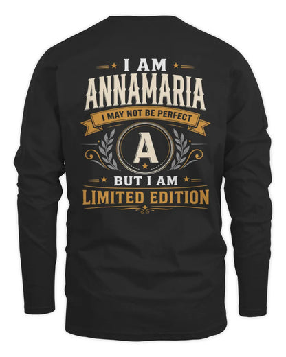 ANNAMARIA KT88-V9 - Personalized “I Am NAME I May Not Be Perfect, But I Am Limited Edition” - Men's Long Sleeved T-Shirt - Black