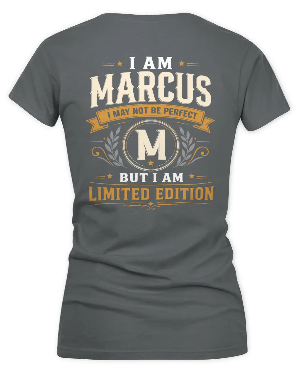 MARCUS KT88-V9 - Personalized “I Am NAME I May Not Be Perfect, But I Am Limited Edition” - Women's V-Neck T-Shirt - Charcoal