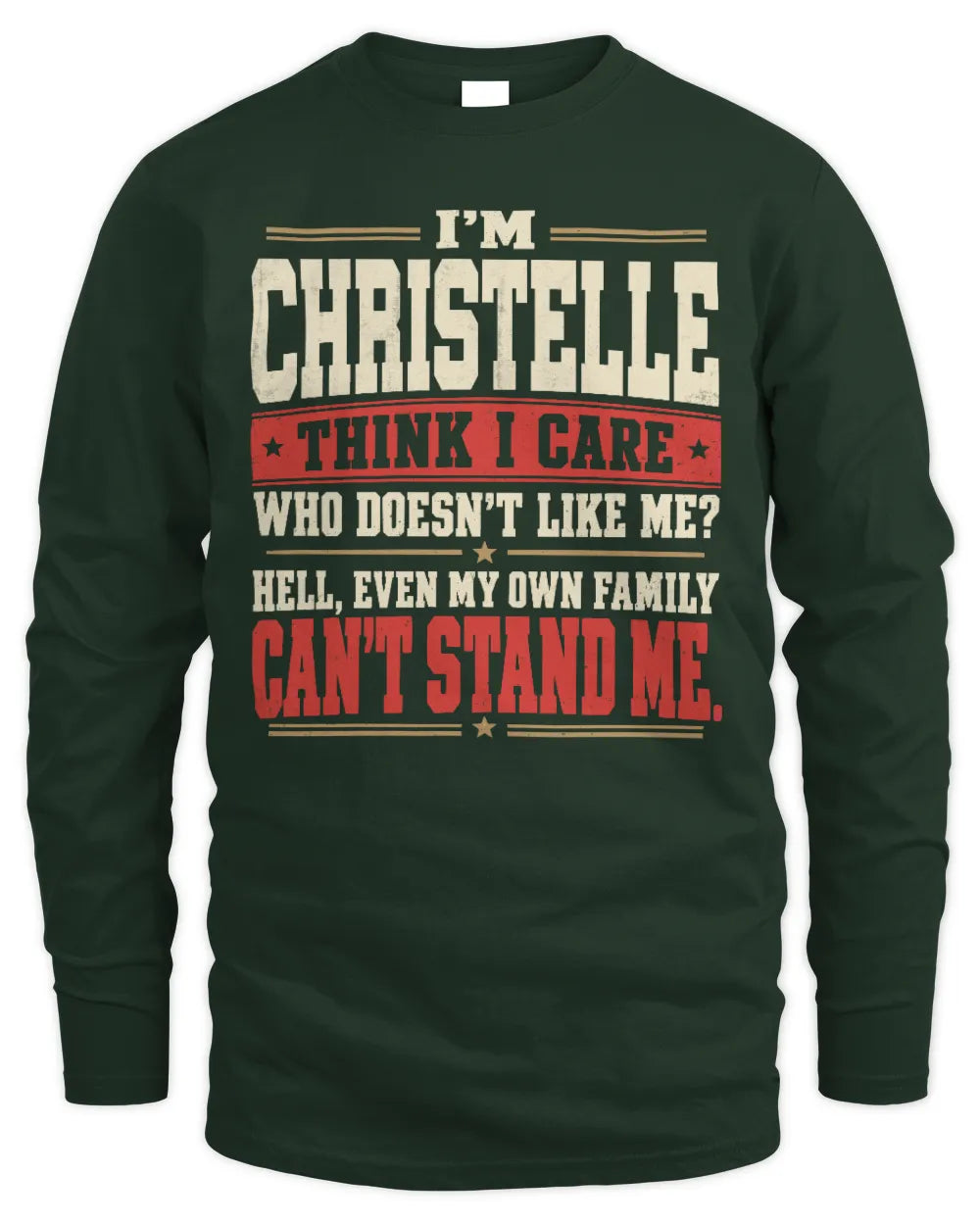 CHRISTELLE-KTL06-H009 I’m [NAME] – Think I Care? Personalized Funny T-Shirt - Men's Long Sleeved T-Shirt - Forest Green
