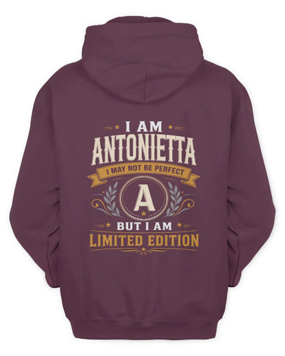 ANTONIETTA KT88-V9 - Personalized “I Am NAME I May Not Be Perfect, But I Am Limited Edition” - Unisex Hoodie - Maroon