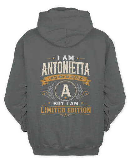 ANTONIETTA KT88-V9 - Personalized “I Am NAME I May Not Be Perfect, But I Am Limited Edition” - Unisex Hoodie - Charcoal