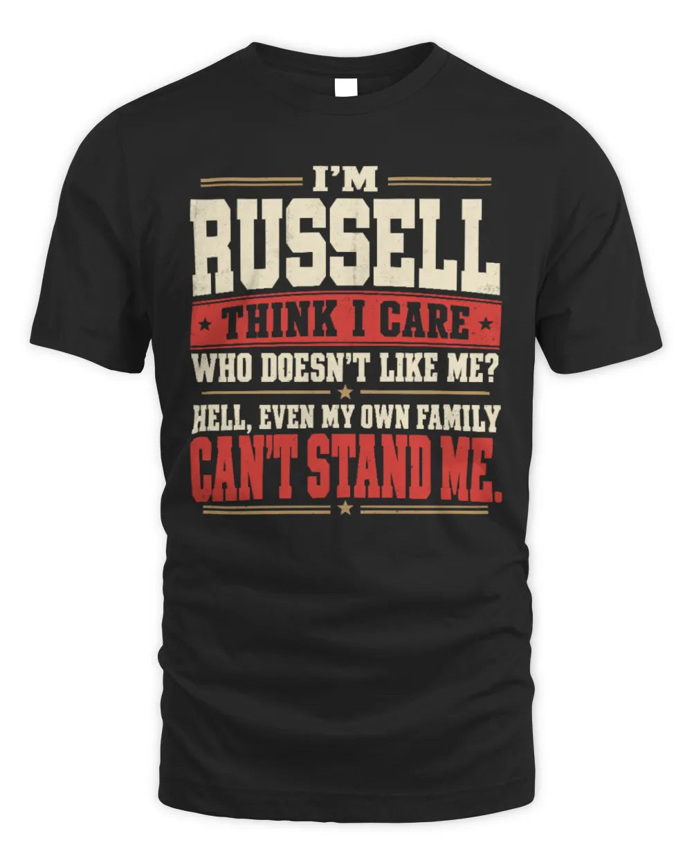RUSSELL-KTL06-H009 I’m [NAME] – Think I Care? Personalized Funny T-Shirt - Unisex Standard T-Shirt - Black