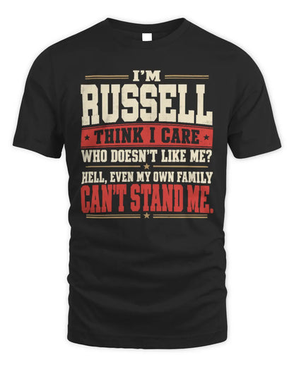 RUSSELL-KTL06-H009 I’m [NAME] – Think I Care? Personalized Funny T-Shirt - Unisex Standard T-Shirt - Black