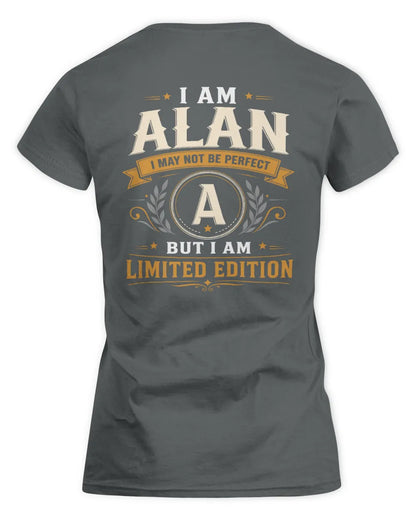 ALAN KT88-V9 - Personalized “I Am NAME I May Not Be Perfect, But I Am Limited Edition” - Women's Standard T-Shirt - Charcoal