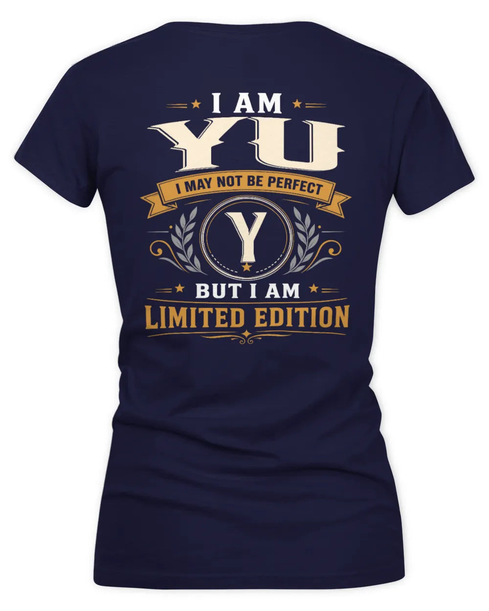 YU KT88-V9 - Personalized “I Am NAME I May Not Be Perfect, But I Am Limited Edition” - Women's V-Neck T-Shirt - Navy