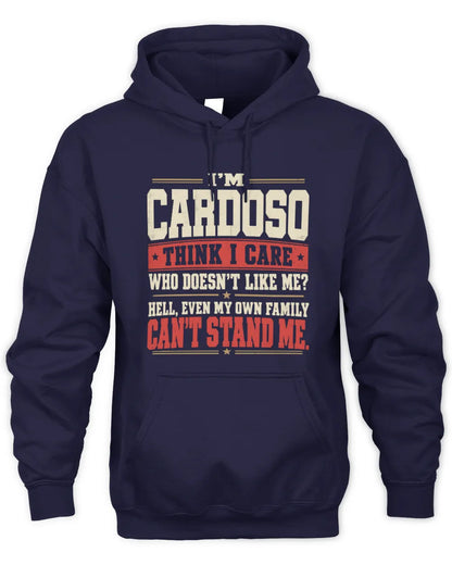 CARDOSO-KTL06-H009 I’m [NAME] – Think I Care? Personalized Funny T-Shirt - Unisex Hoodie - Navy