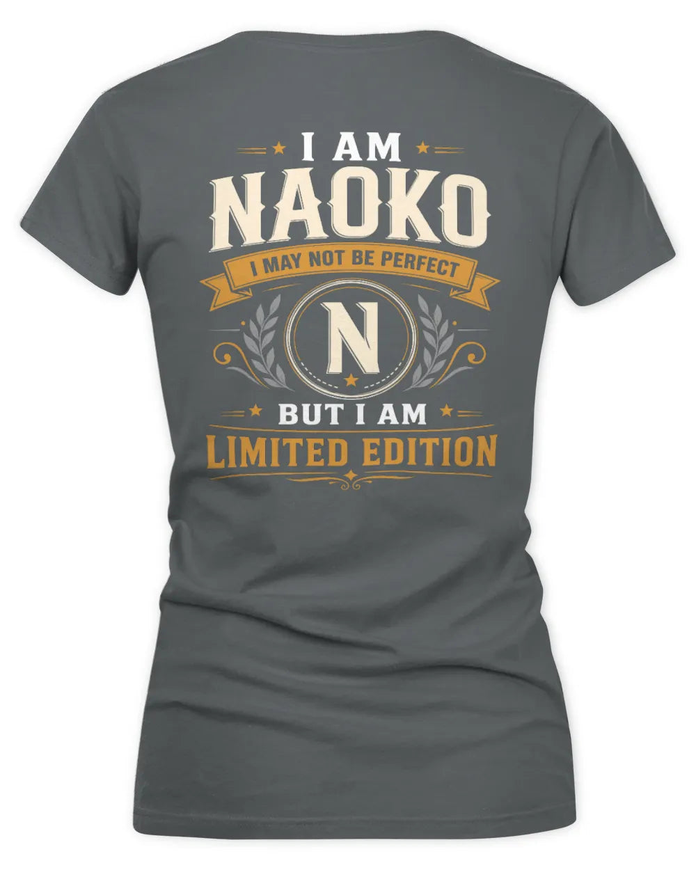 NAOKO KT88-V9 - Personalized “I Am NAME I May Not Be Perfect, But I Am Limited Edition” - Women's V-Neck T-Shirt - Charcoal