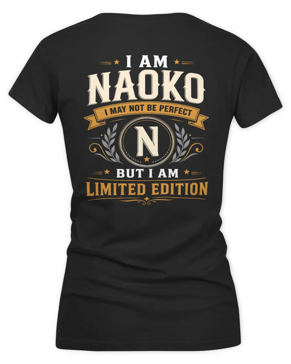 NAOKO KT88-V9 - Personalized “I Am NAME I May Not Be Perfect, But I Am Limited Edition” - Women's V-Neck T-Shirt - Black