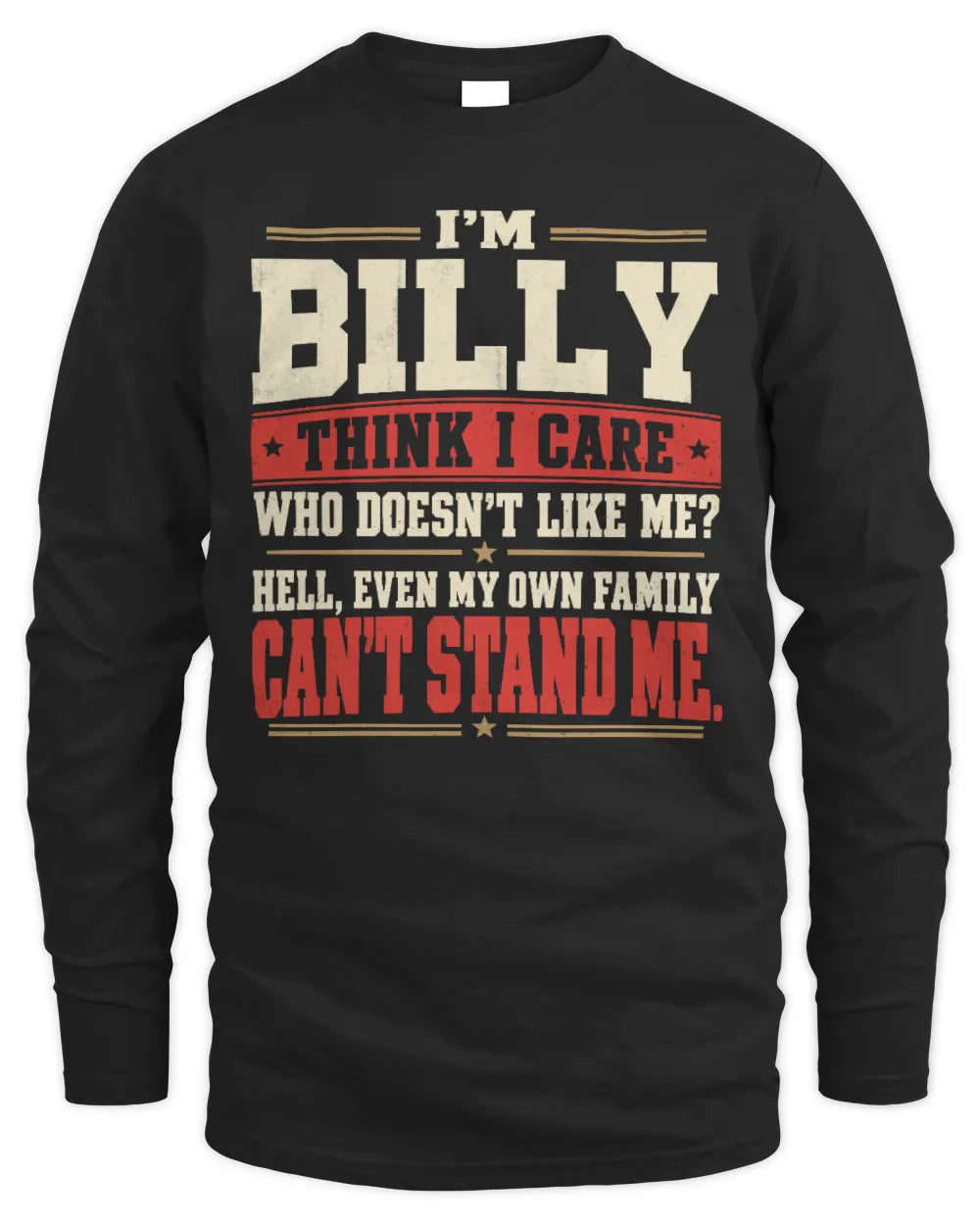 BILLY-KTL06-H009 I’m [NAME] – Think I Care? Personalized Funny T-Shirt - Men's Long Sleeved T-Shirt - Black