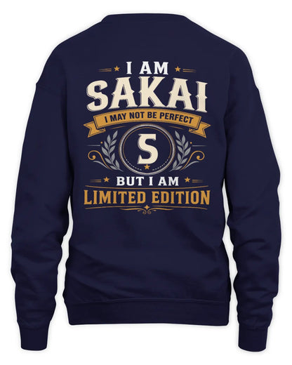 SAKAI KT88-V9 - Personalized “I Am NAME I May Not Be Perfect, But I Am Limited Edition” - Unisex Sweatshirt - Navy