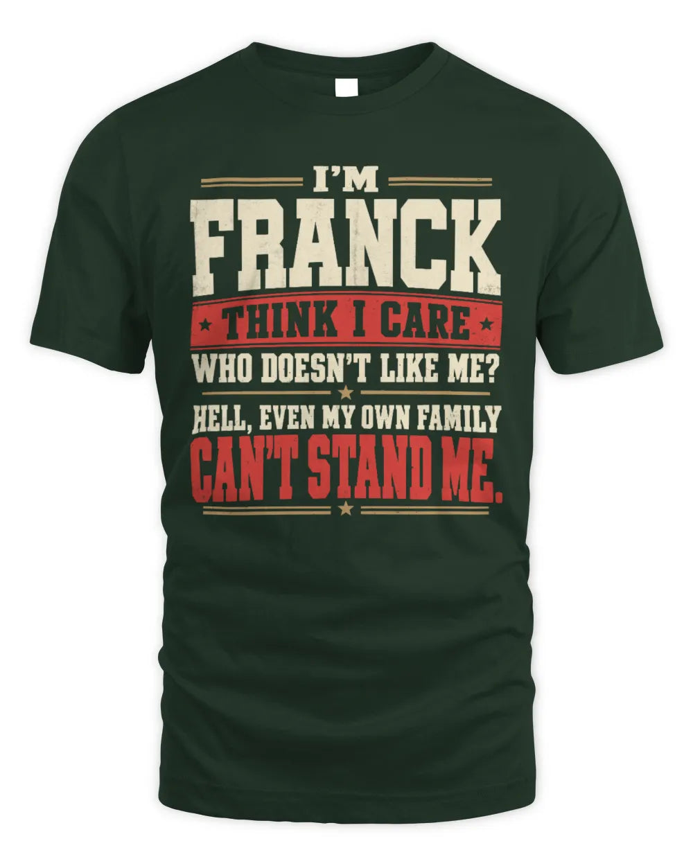 FRANCK-KTL06-H009 I’m [NAME] – Think I Care? Personalized Funny T-Shirt - Unisex Standard T-Shirt - Forest Green