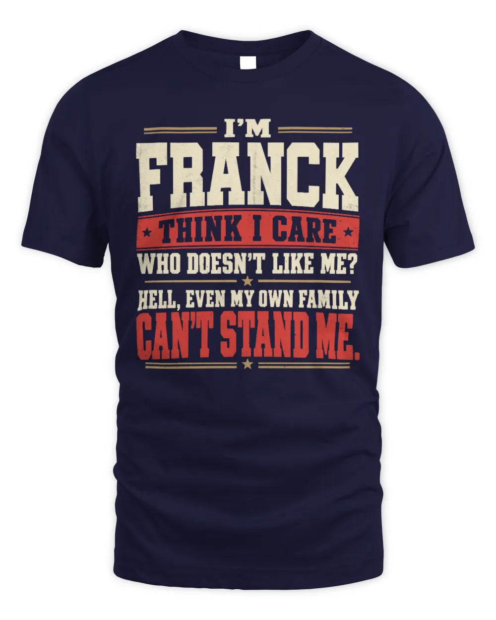 FRANCK-KTL06-H009 I’m [NAME] – Think I Care? Personalized Funny T-Shirt - Unisex Standard T-Shirt - Navy