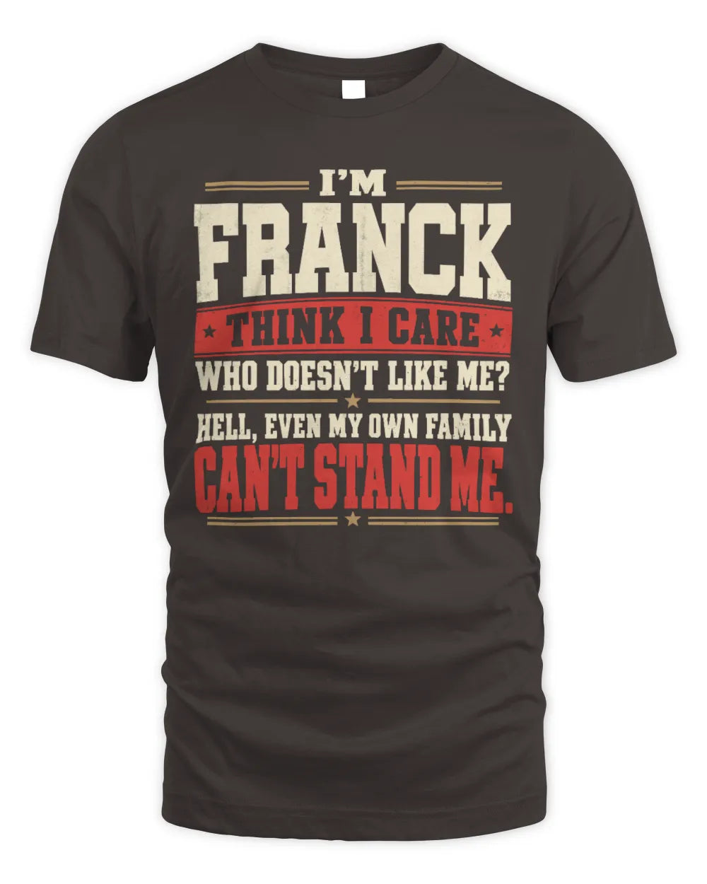 FRANCK-KTL06-H009 I’m [NAME] – Think I Care? Personalized Funny T-Shirt - Unisex Standard T-Shirt - Dark Chocolate