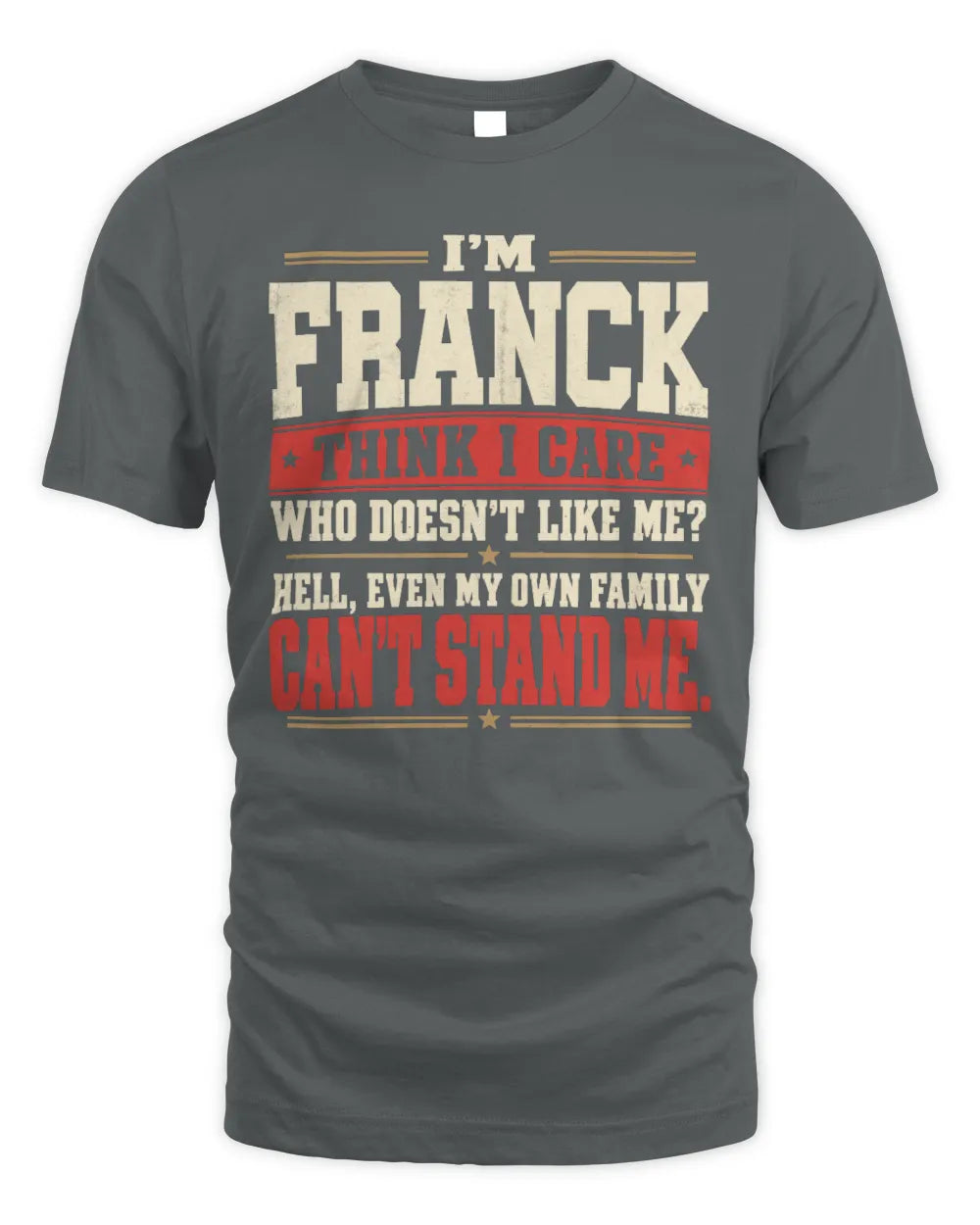 FRANCK-KTL06-H009 I’m [NAME] – Think I Care? Personalized Funny T-Shirt - Unisex Standard T-Shirt - Charcoal