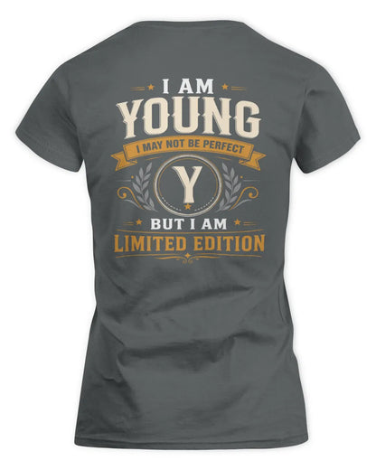 YOUNG KT88-V9 - Personalized “I Am NAME I May Not Be Perfect, But I Am Limited Edition” - Women's Standard T-Shirt - Charcoal