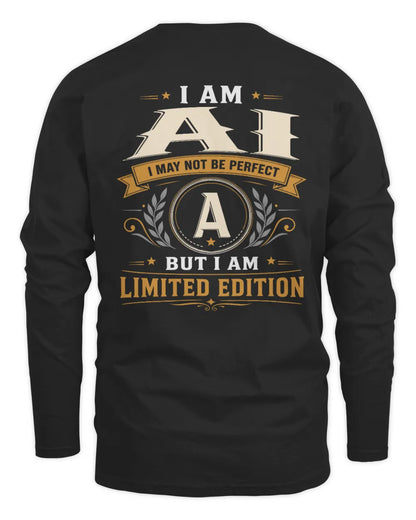 AI KT88-V9 - Personalized “I Am NAME I May Not Be Perfect, But I Am Limited Edition” - Men's Long Sleeved T-Shirt - Black