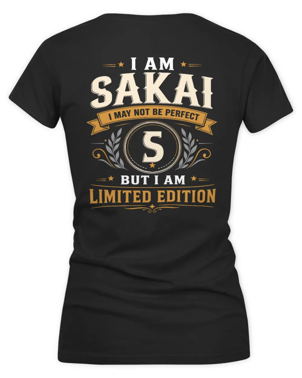 SAKAI KT88-V9 - Personalized “I Am NAME I May Not Be Perfect, But I Am Limited Edition” - Women's V-Neck T-Shirt - Black