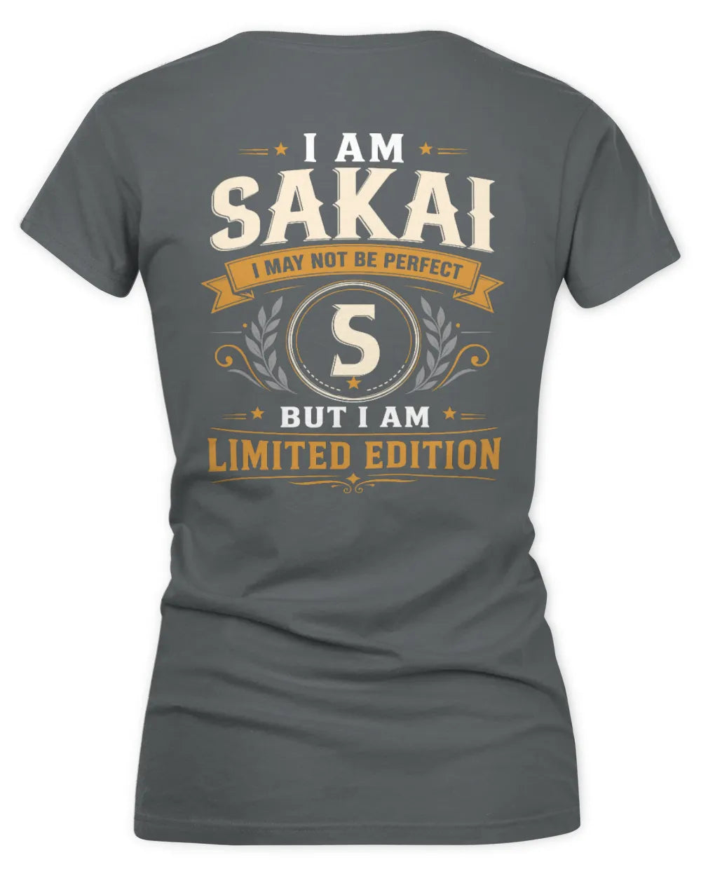 SAKAI KT88-V9 - Personalized “I Am NAME I May Not Be Perfect, But I Am Limited Edition” - Women's V-Neck T-Shirt - Charcoal