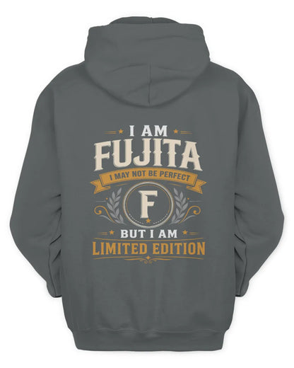 FUJITA KT88-V9 - Personalized “I Am NAME I May Not Be Perfect, But I Am Limited Edition” - Unisex Hoodie - Charcoal
