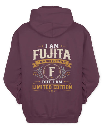 FUJITA KT88-V9 - Personalized “I Am NAME I May Not Be Perfect, But I Am Limited Edition” - Unisex Hoodie - Maroon