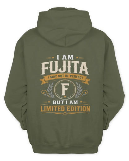 FUJITA KT88-V9 - Personalized “I Am NAME I May Not Be Perfect, But I Am Limited Edition” - Unisex Hoodie - Military Green