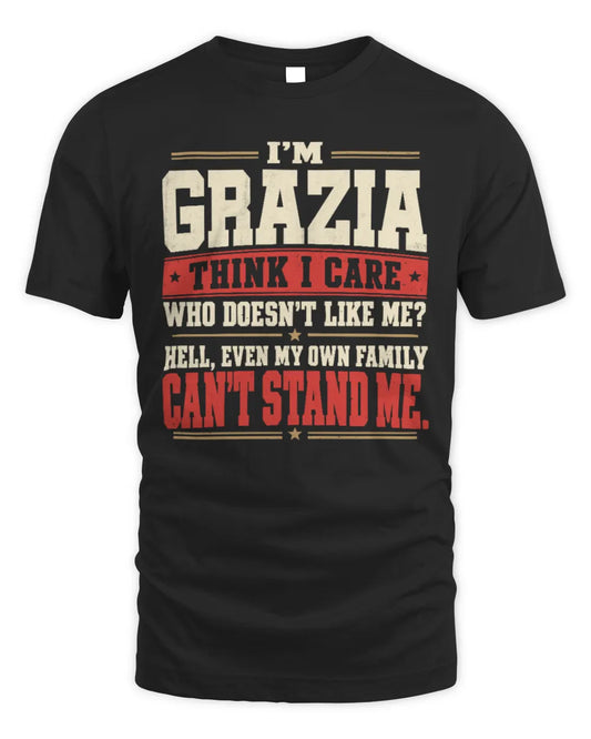 GRAZIA-KTL06-H009 I’m [NAME] – Think I Care? Personalized Funny T-Shirt - Unisex Standard T-Shirt - Black