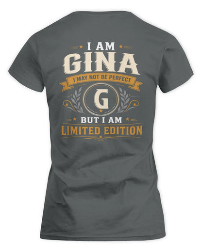 GINA KT88-V9 - Personalized “I Am NAME I May Not Be Perfect, But I Am Limited Edition” - Women's Standard T-Shirt - Charcoal