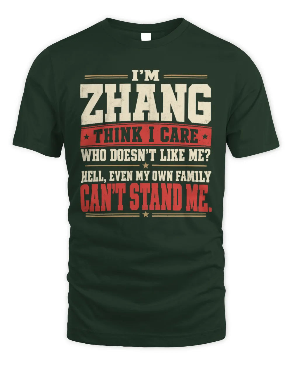 ZHANG-KTL06-H009 I’m [NAME] – Think I Care? Personalized Funny T-Shirt - Unisex Standard T-Shirt - Forest Green