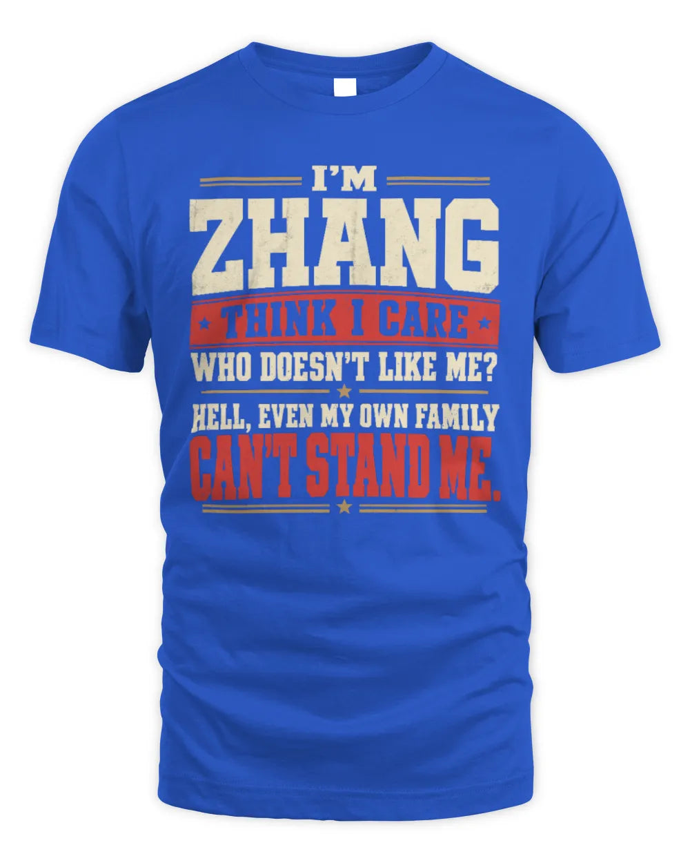 ZHANG-KTL06-H009 I’m [NAME] – Think I Care? Personalized Funny T-Shirt - Unisex Standard T-Shirt - Royal