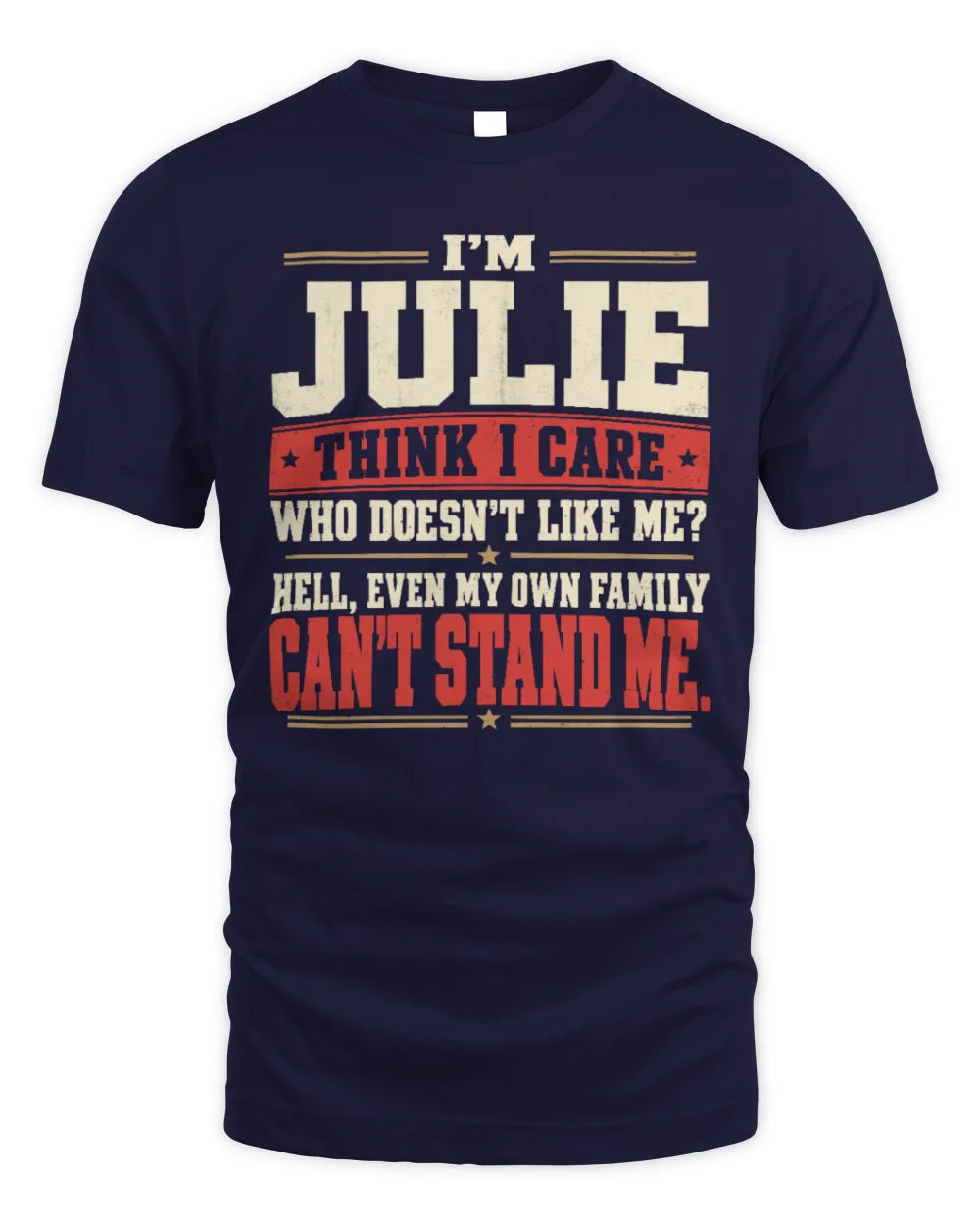 JULIE-KTL06-H009 I’m [NAME] – Think I Care? Personalized Funny T-Shirt - Unisex Standard T-Shirt - Navy