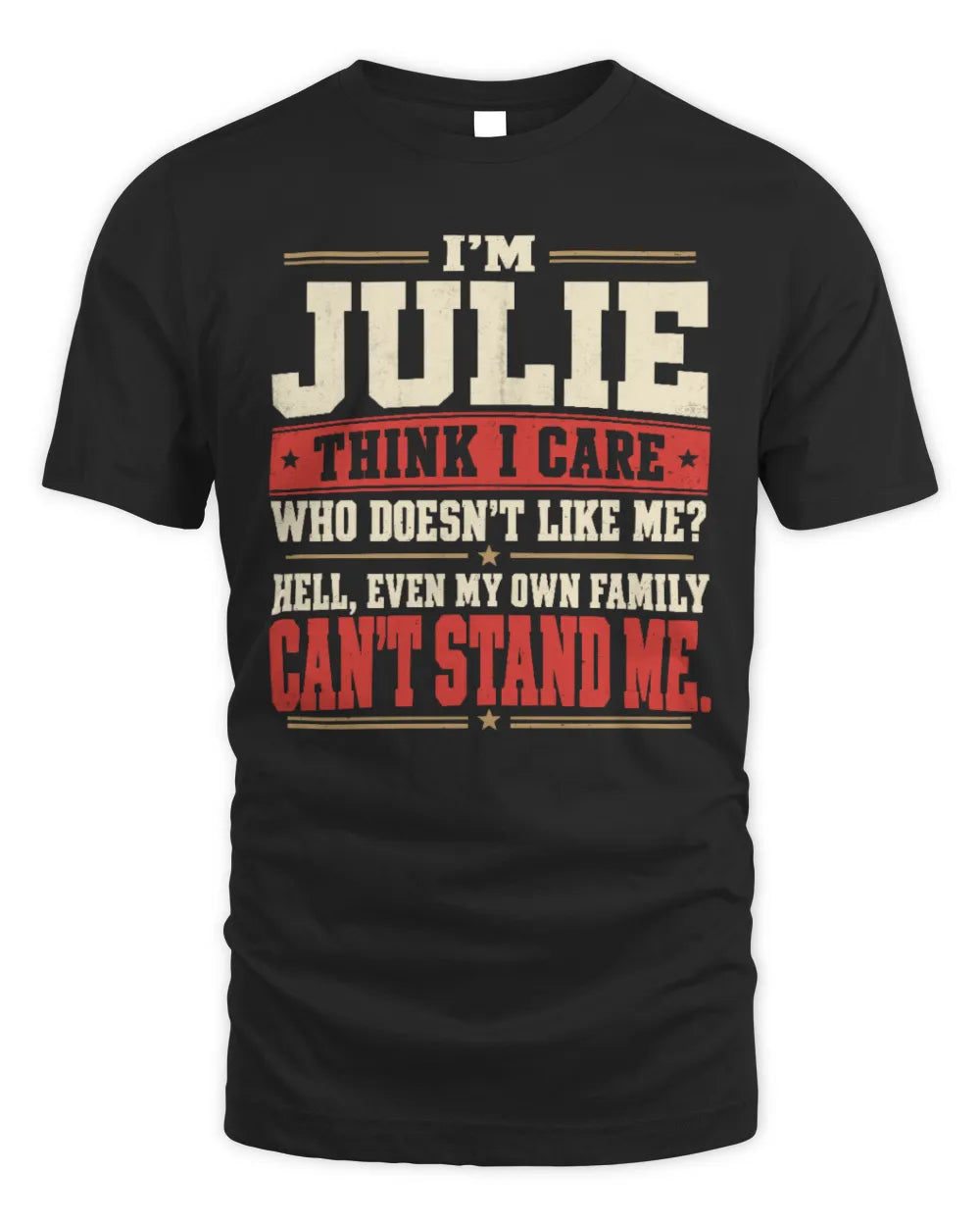 JULIE-KTL06-H009 I’m [NAME] – Think I Care? Personalized Funny T-Shirt - Unisex Standard T-Shirt - Black