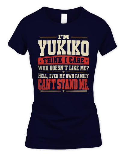 YUKIKO-KTL06-H009 I’m [NAME] – Think I Care? Personalized Funny T-Shirt - Women's Standard T-Shirt - Navy